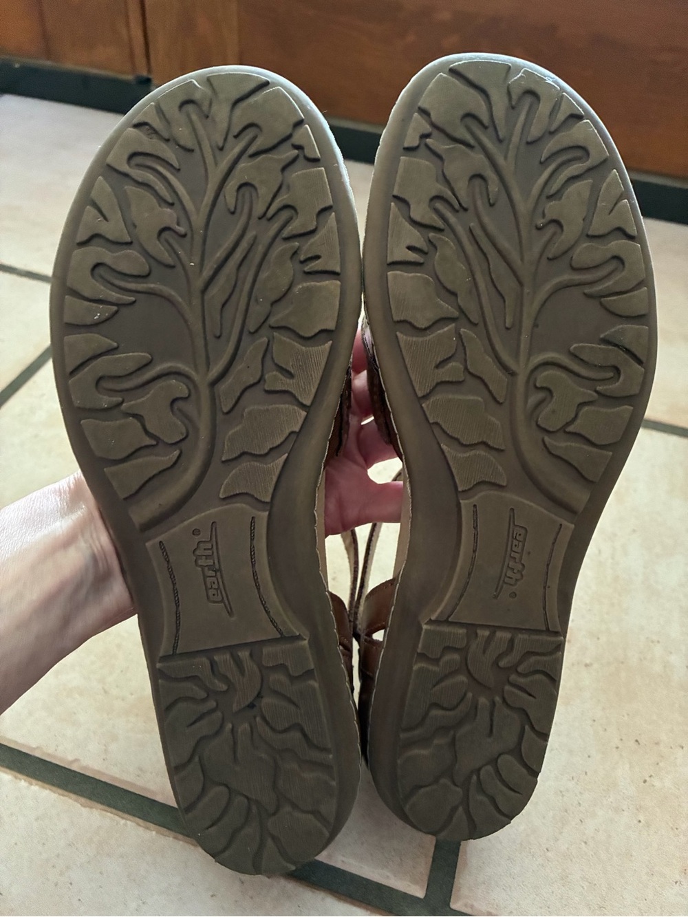 Earth Camellia Cahoon Women's Brown Laser-Cut Ankle-Strap Sandals - Picture 9 of 10